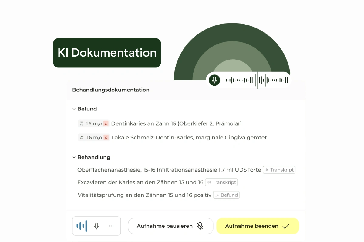 Nelly-Oberfläche zur KI-gestützten Behandlungsdokumentation.
