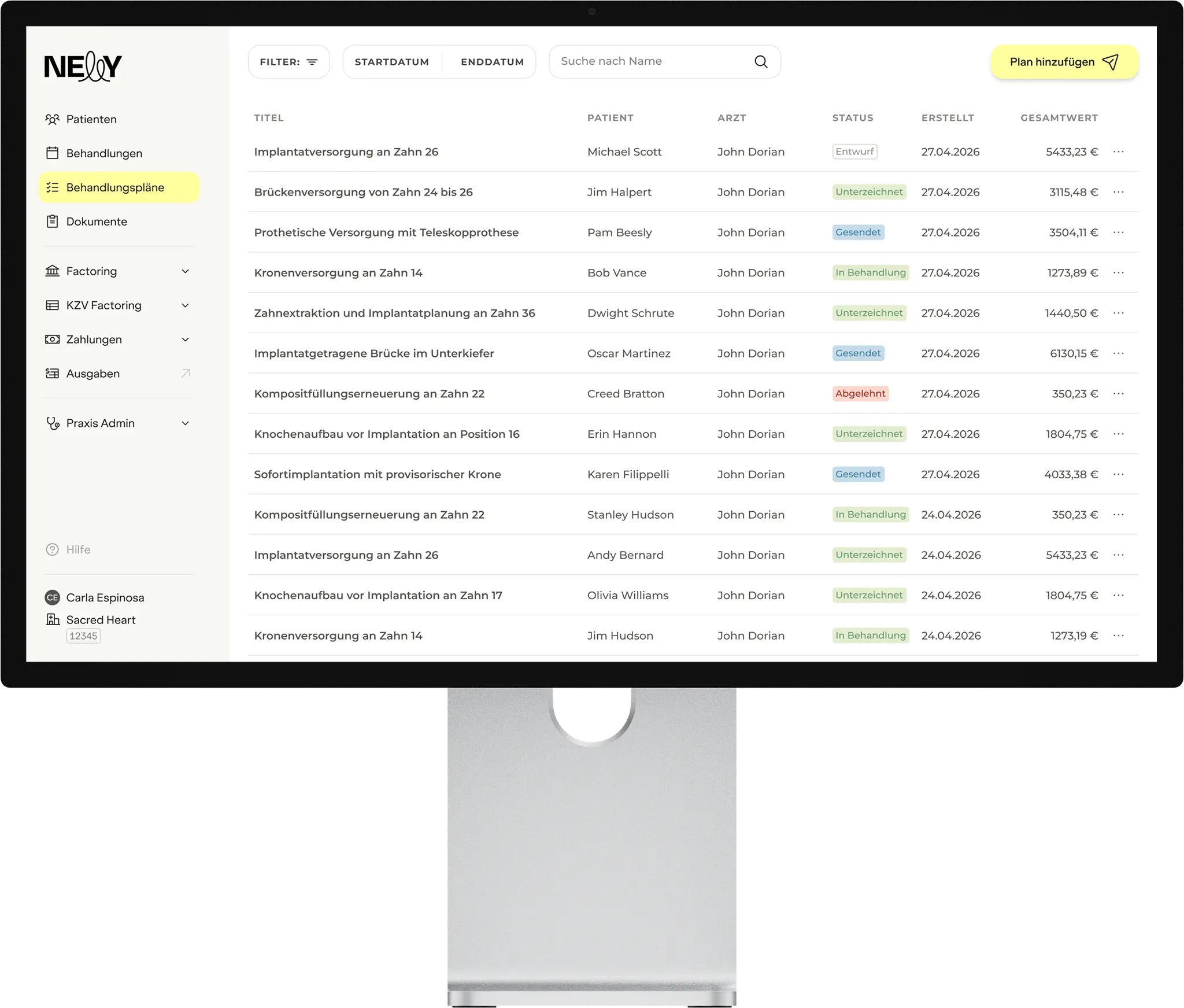 Beispielhaftes Interface der KI Dokumentation