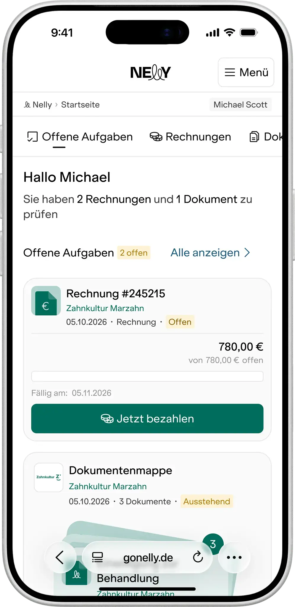 Ansicht Patientenportal im neuen Design