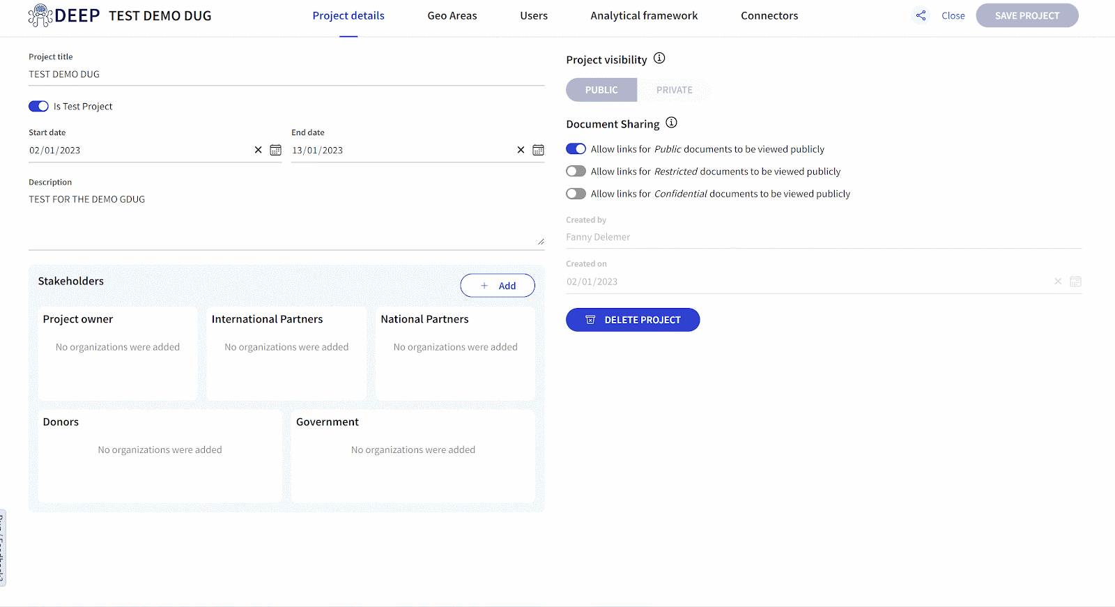 Project details GIF for the DEEP platform