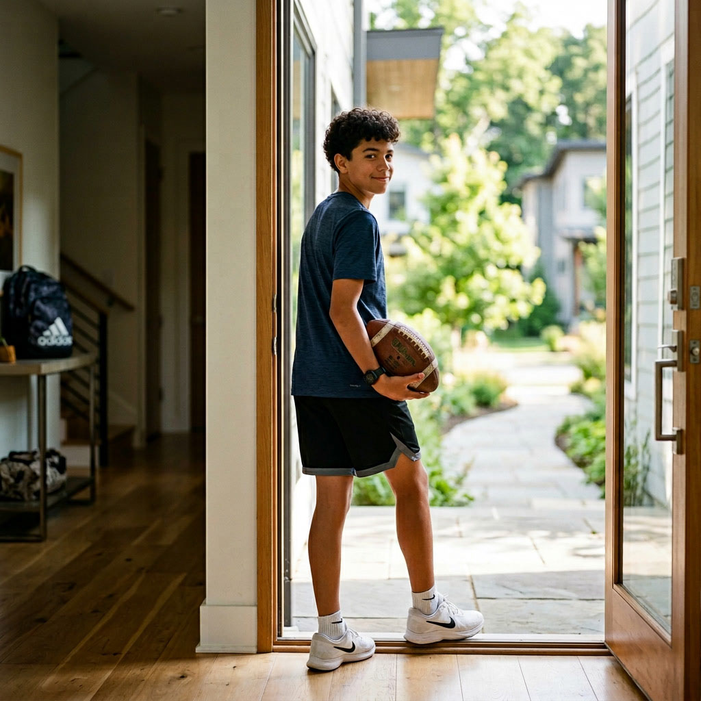 Family exploring Score Academy