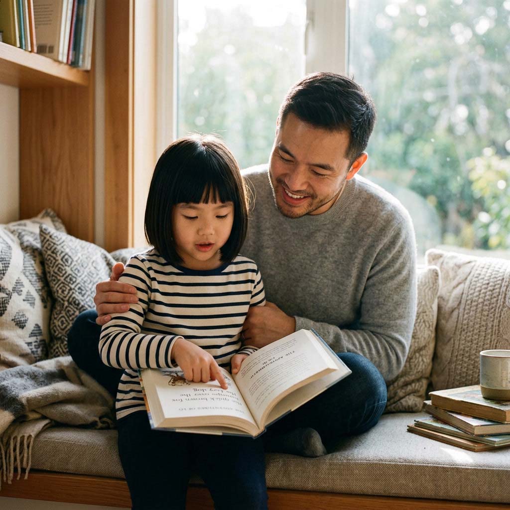 Family exploring Score Academy