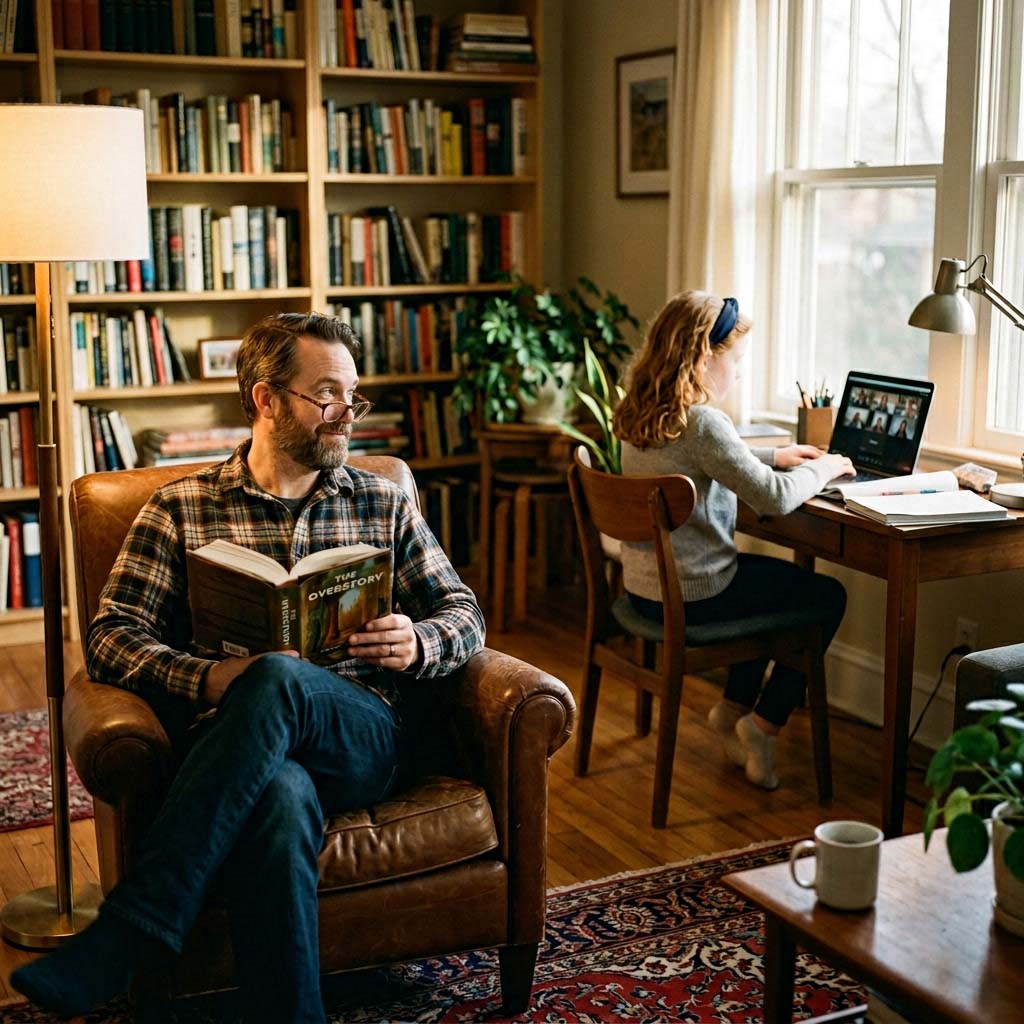 Family exploring Score Academy