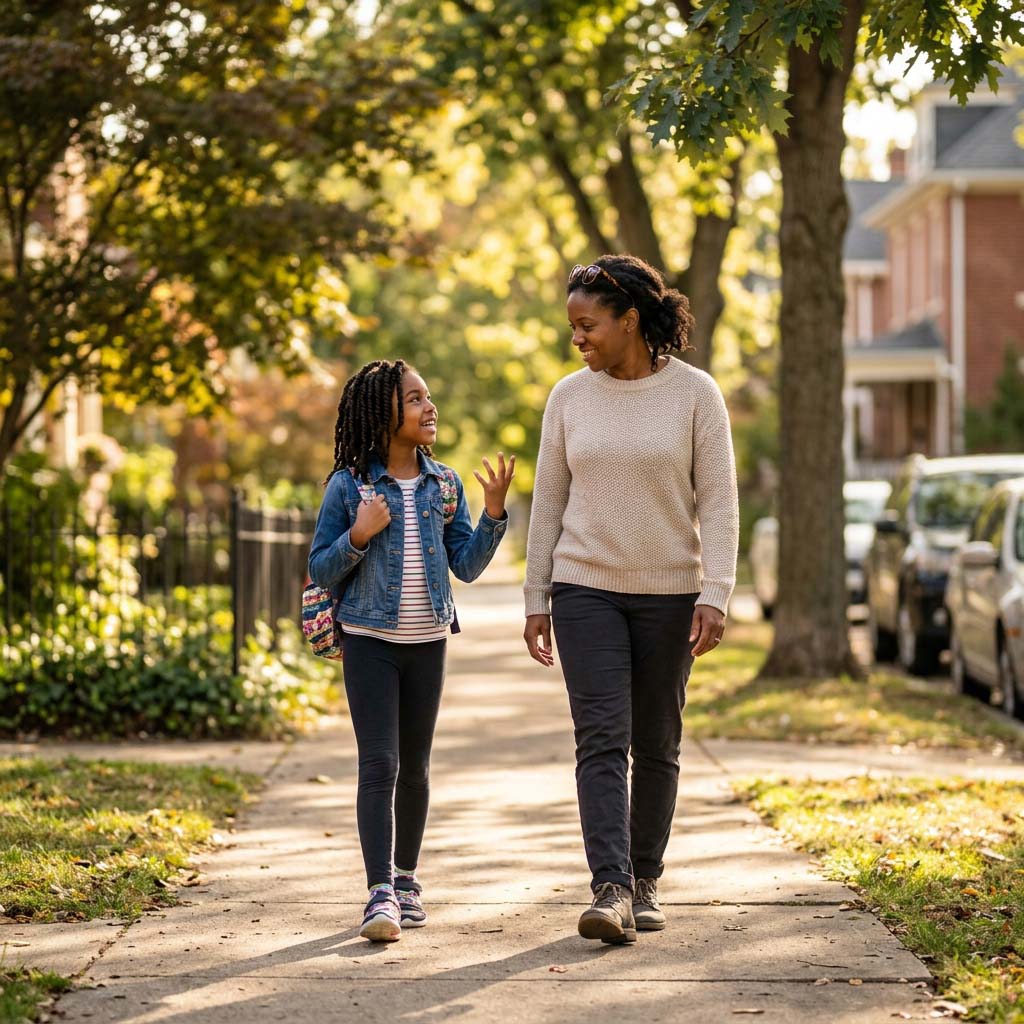 Family exploring Score Academy