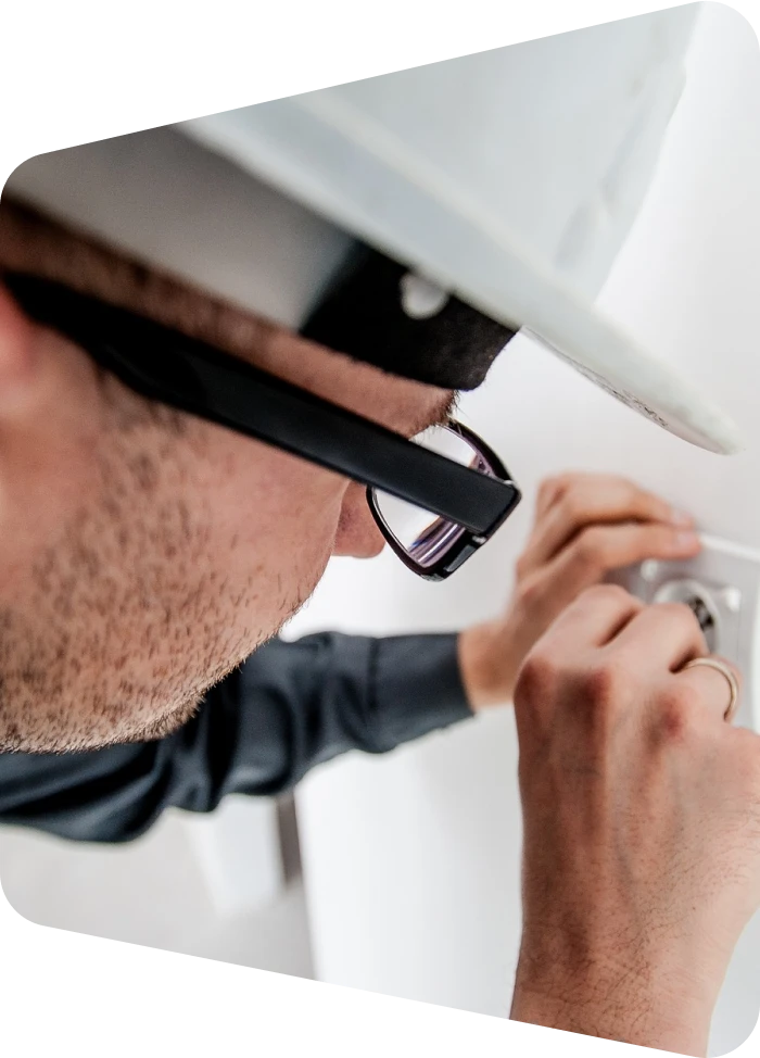 Electrician is working