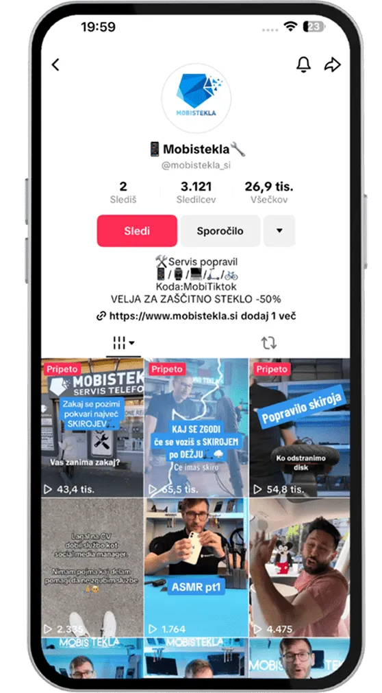 Mobistekla - Storitveni servis - družbeni mediji