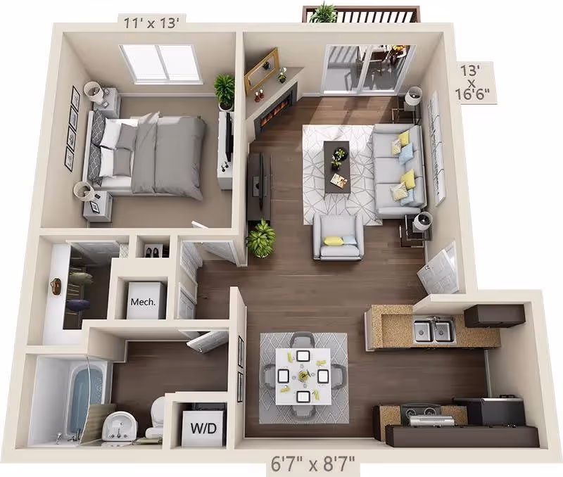 1BR/1BA - Large layout