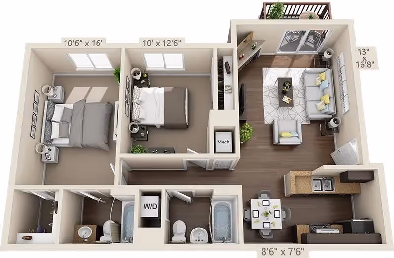 2BR/2BA - Small layout