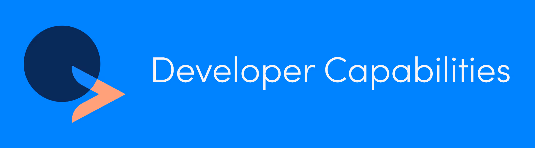 Abstract logo with circle and arrow next to 'Developer Capabilities' text