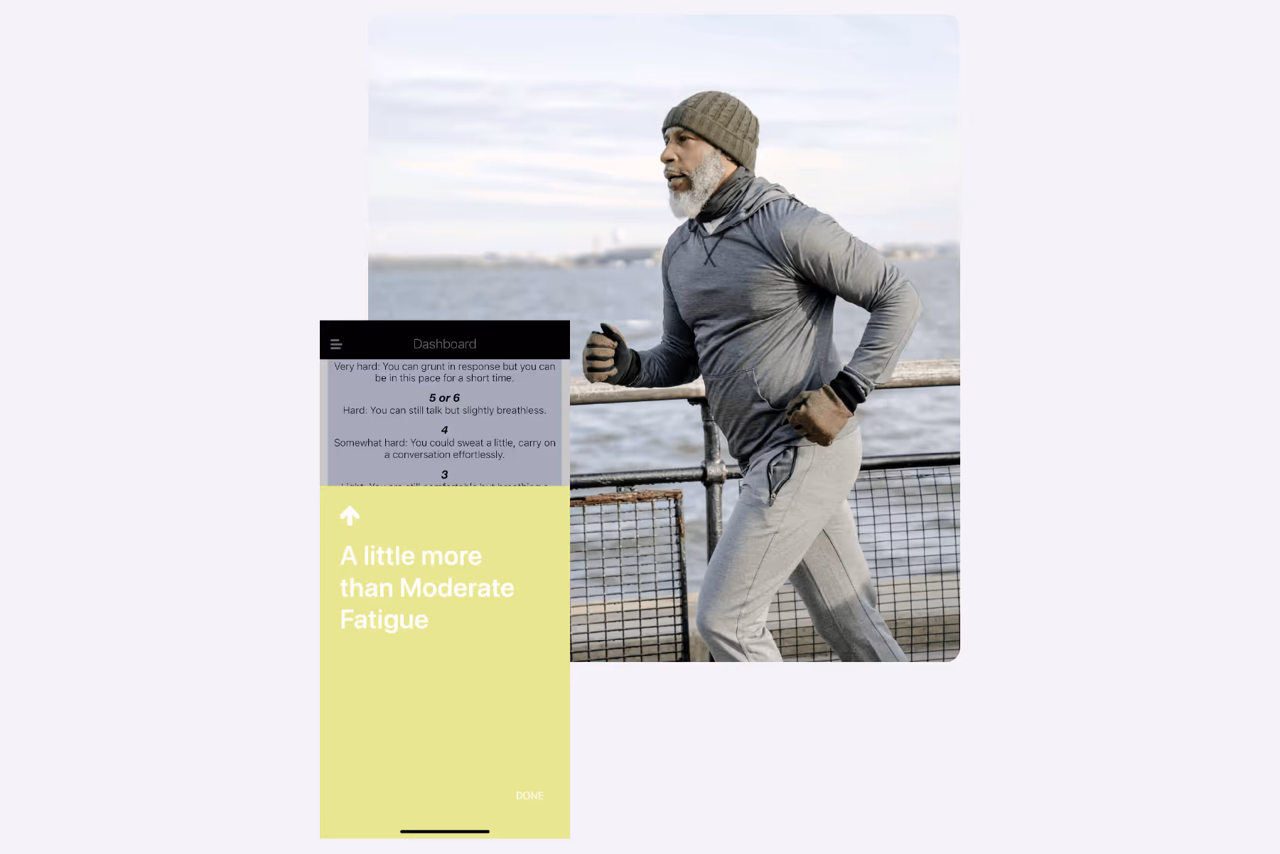 Man Running Outside with Screenshot of app