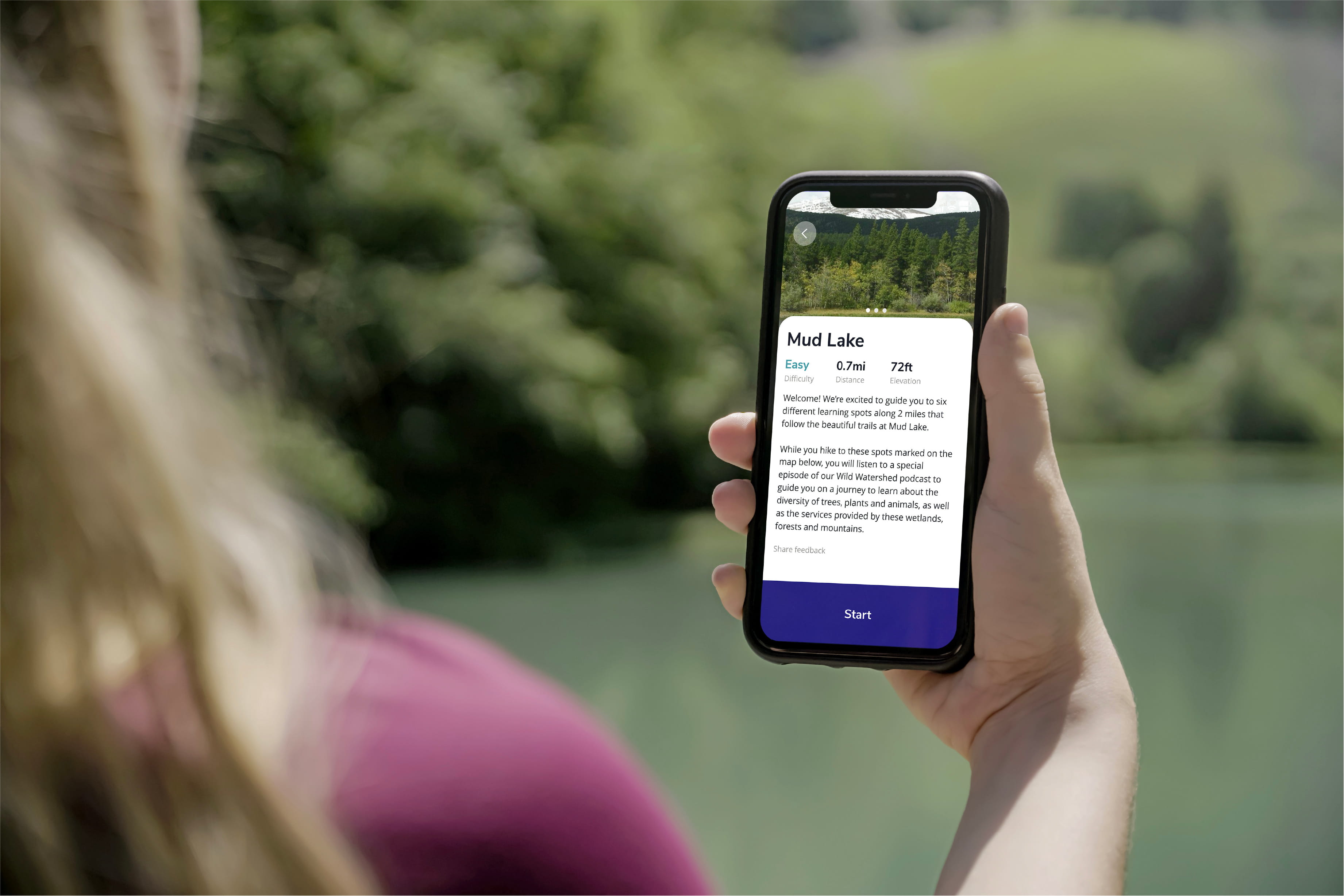 Person using mobile app outdoors
