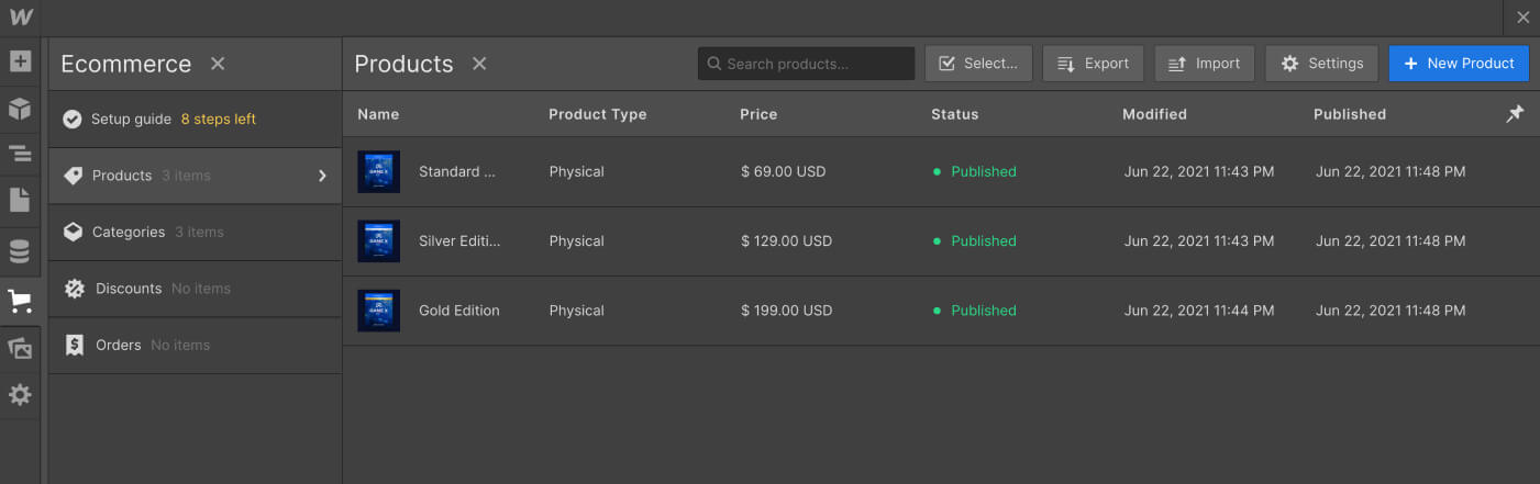 eCommerce Collection - Videogame X Webflow Template