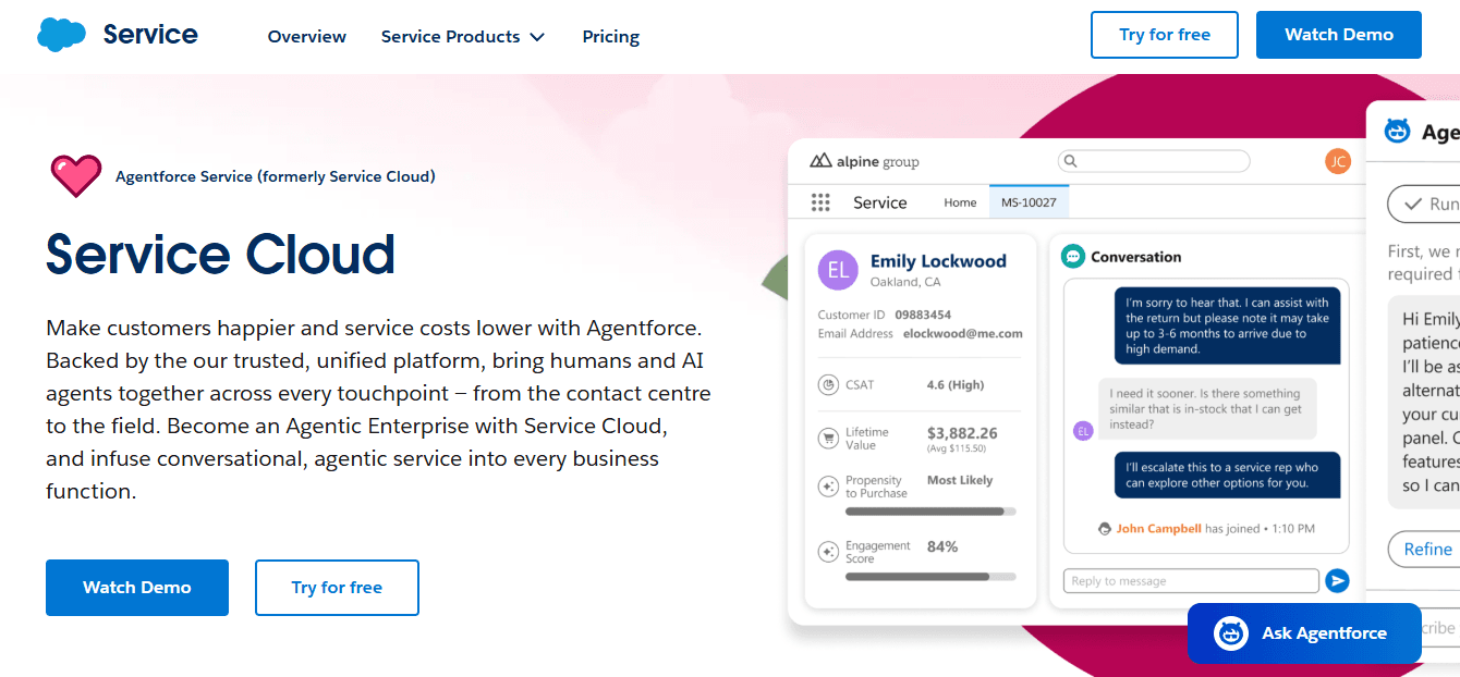 Salesforce Service Cloud - Best Help Desk Software