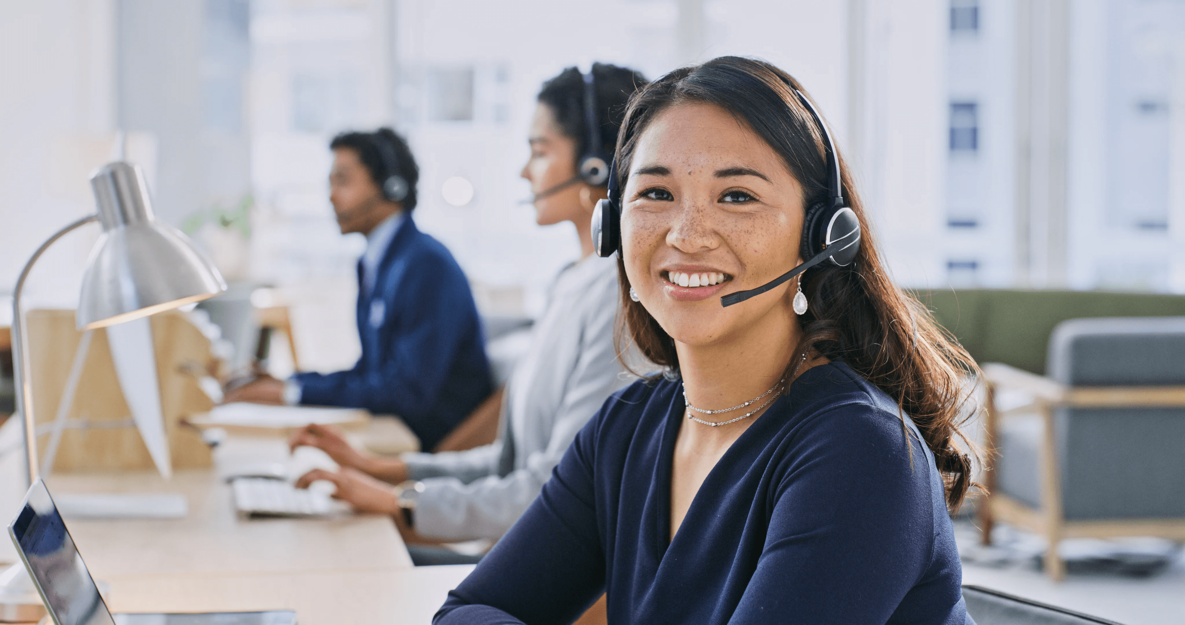 Agents providing customer phone support - Interactive Voice Response Example