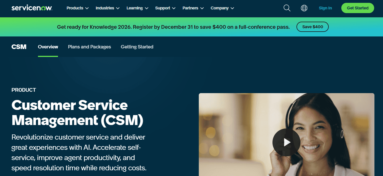 ServiceNow Customer Service Management