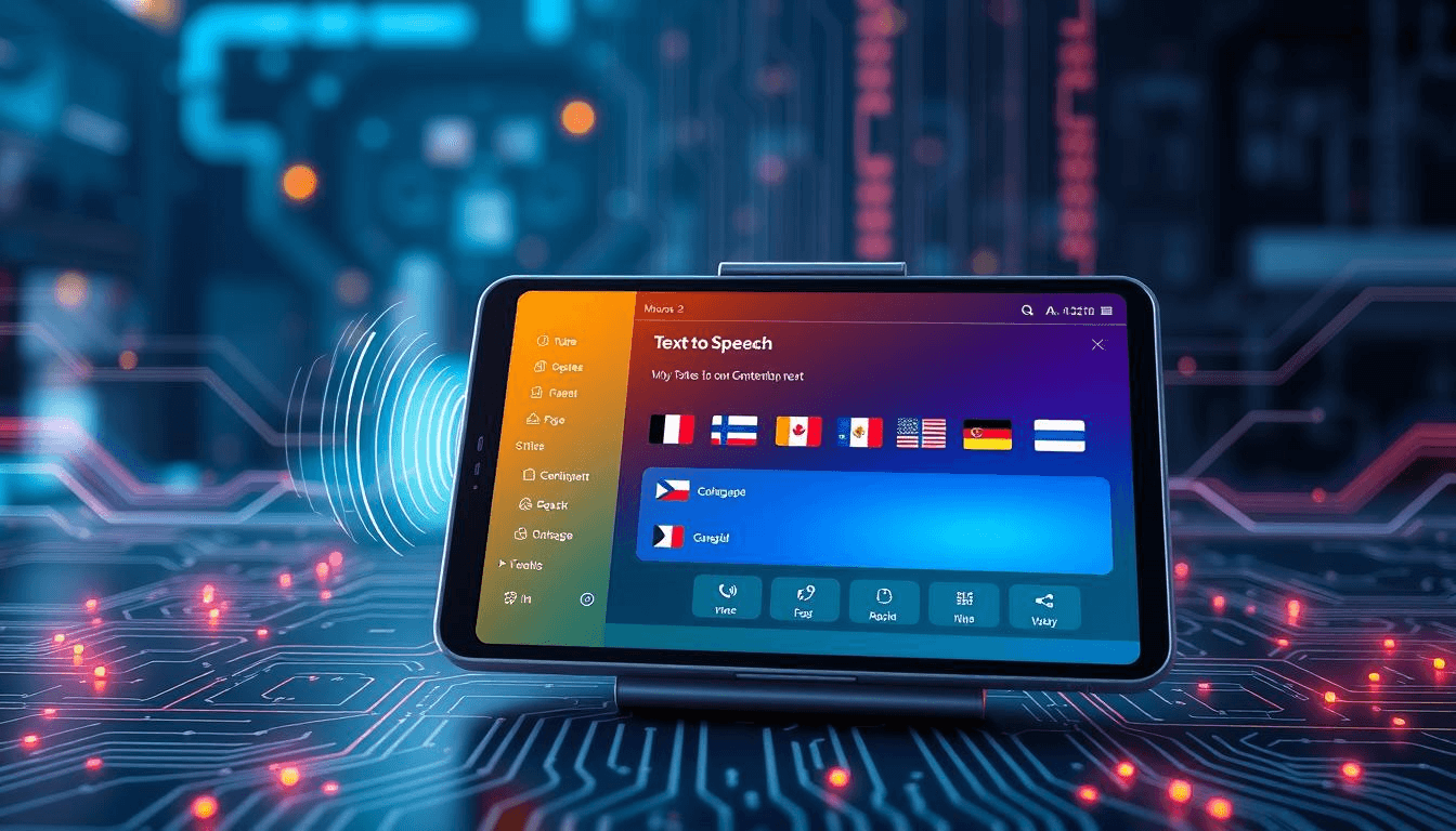 Tablet showing text to speech app - Voice AI Alternative