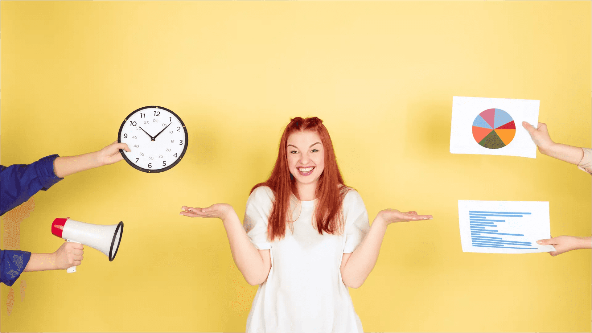 Woman balancing time and data demands - Average Handle Time Call Center Metrics