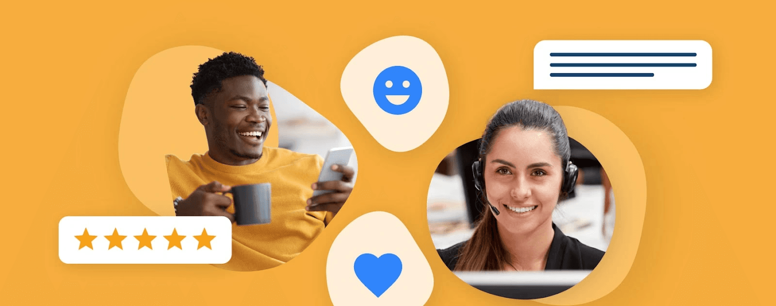 Customer service agents assisting happy users - First Call Resolution Benefits