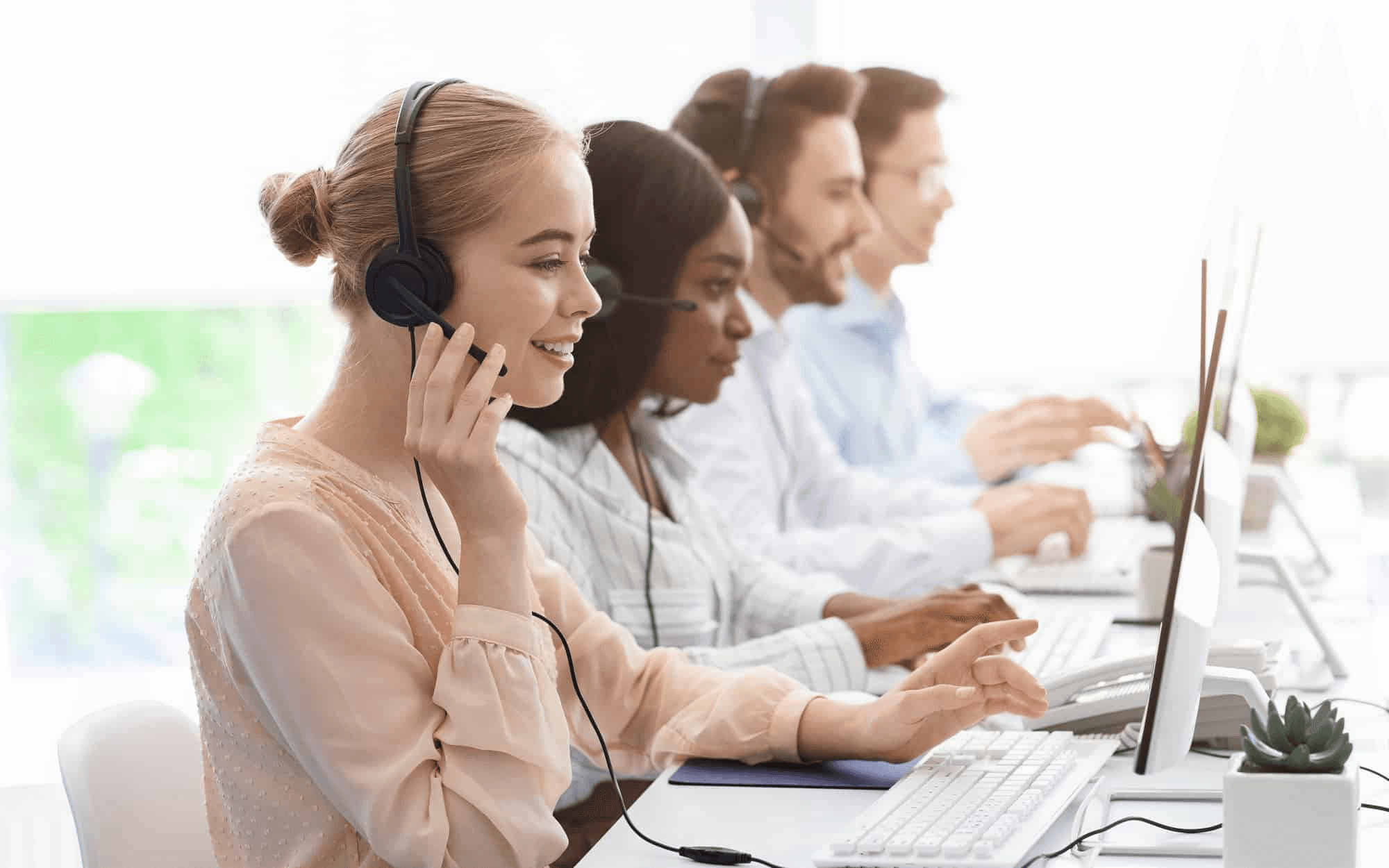 Team working in call center - Handling Difficult Calls