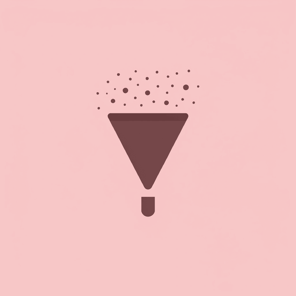 Funnel showing multiple dots entering at top representing 20 alternatives, narrowing to a single icon at the bottom representing the best fit