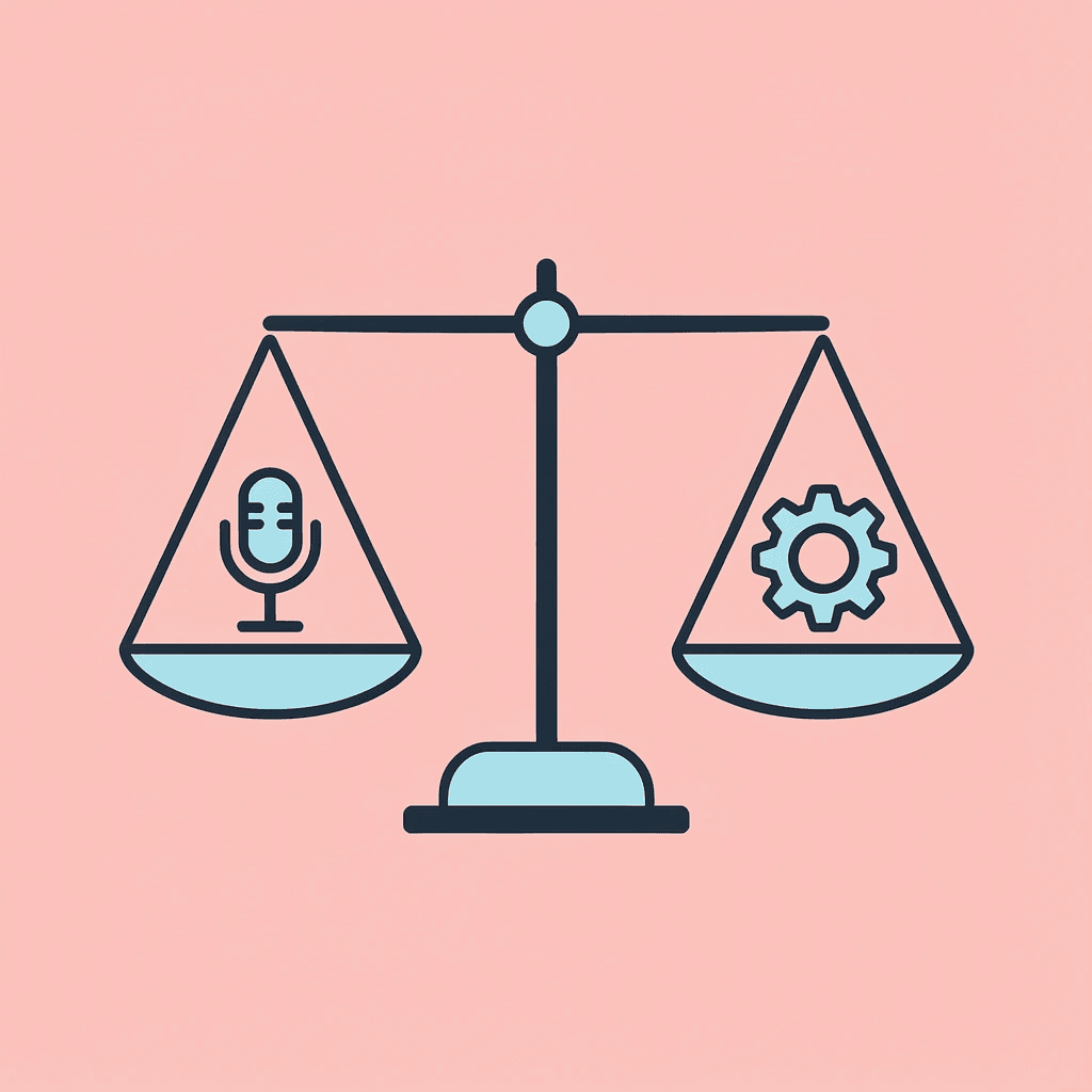 Balance scale comparing legacy system limitations on one side with modern AI capabilities on the other