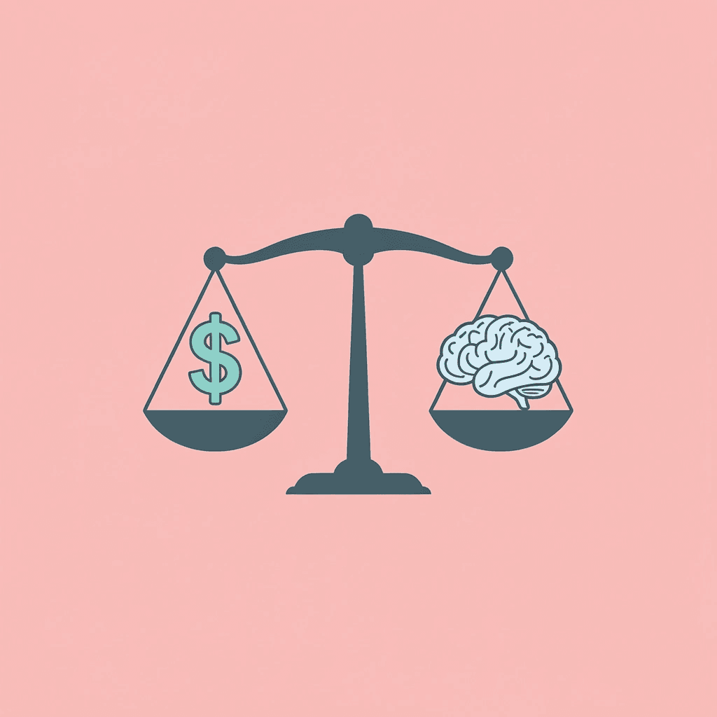 Balance scale comparing wasted subscription costs and migration time against productive study time