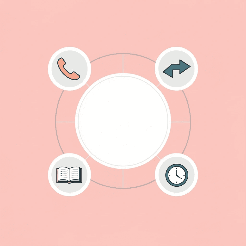 Central AI agent icon connected to four functions: qualification, appointment scheduling, information gathering, and follow-up