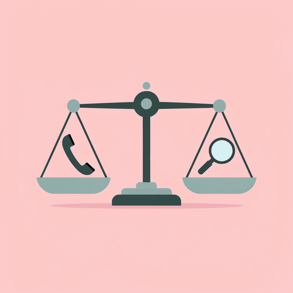 Balance scale comparing Aircall and Dialpad platforms with different weights on each side