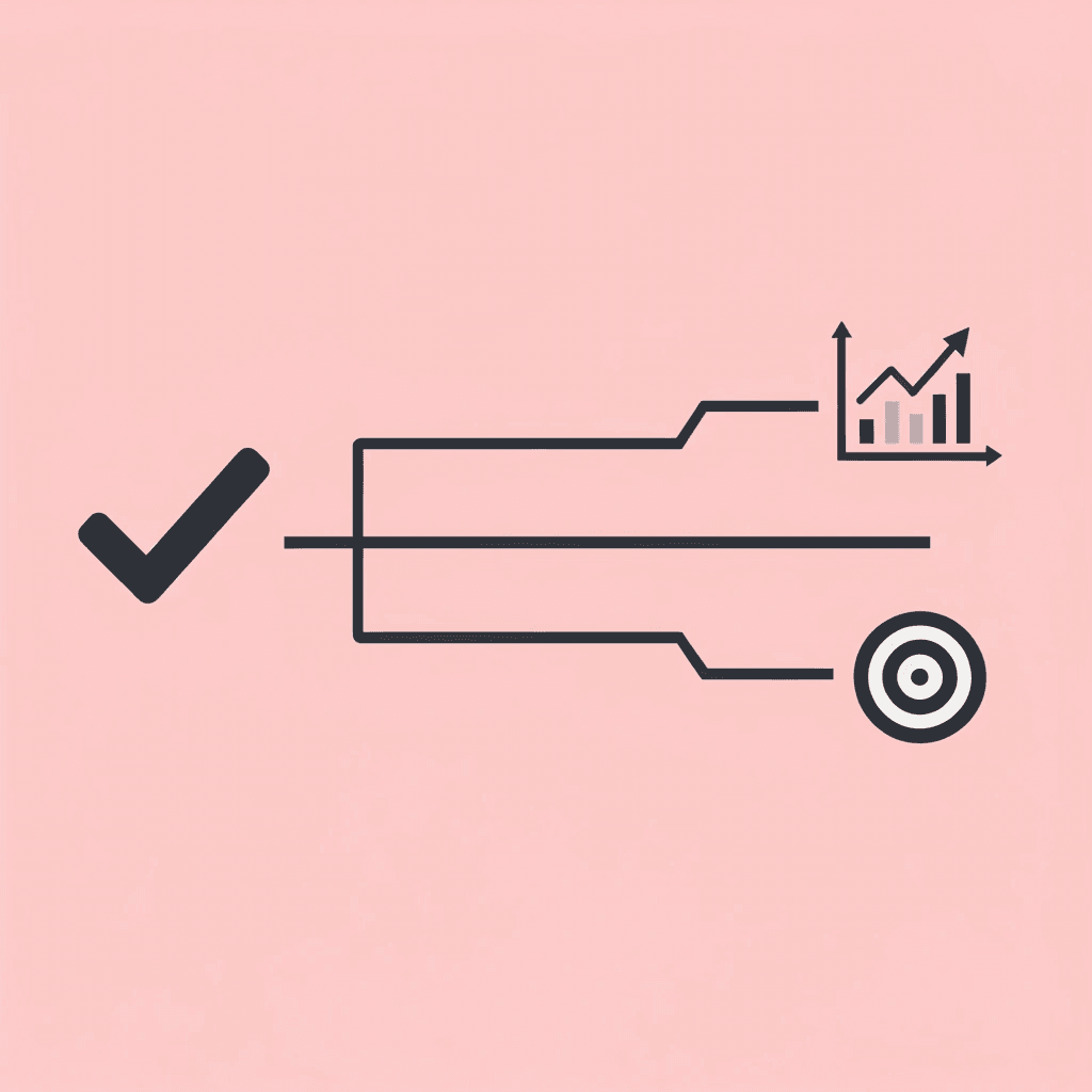 Two paths diverging: one labeled 'Feature Checklist' and one labeled 'Measurable Outcomes'