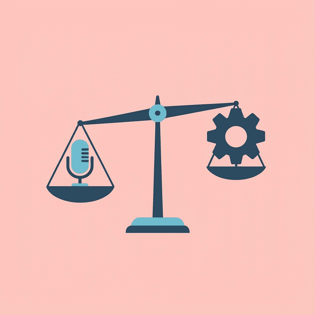 Balance scale comparing traditional call center limitations on one side with AI voice agent advantages on the other