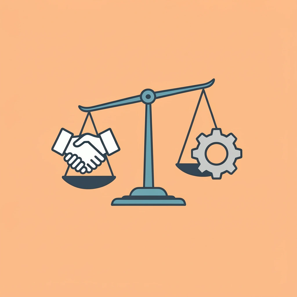Balance scale showing traditional support on one side and AI agents on the other