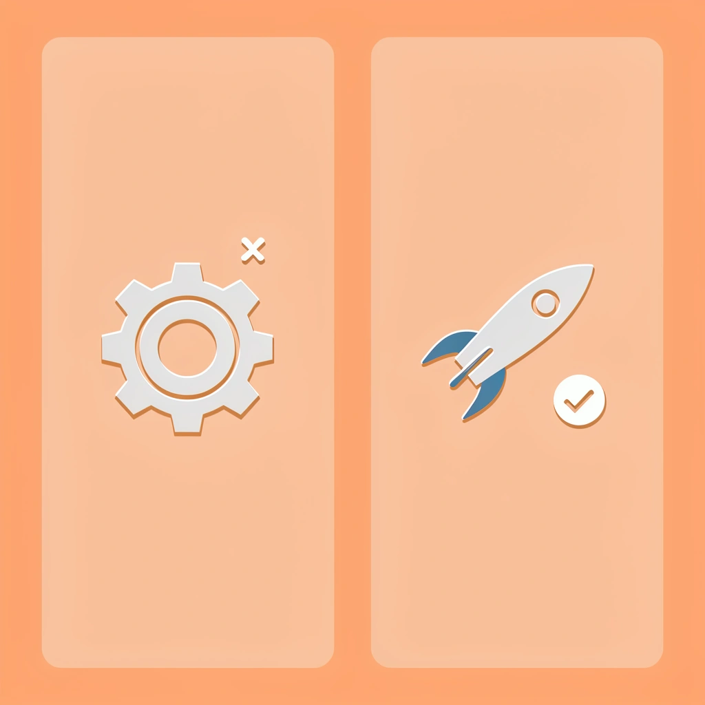 Before and after comparison showing manual processes on the left with an X, and automated processes with clear routing on the right with a checkmark