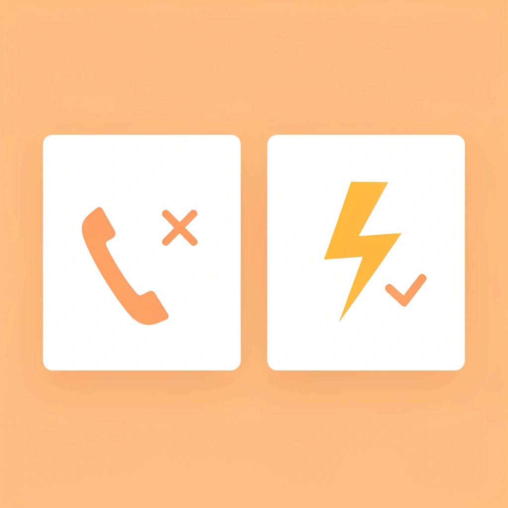 Before: X mark showing missed calls and lost customers. After: checkmark showing instant responses and captured leads.