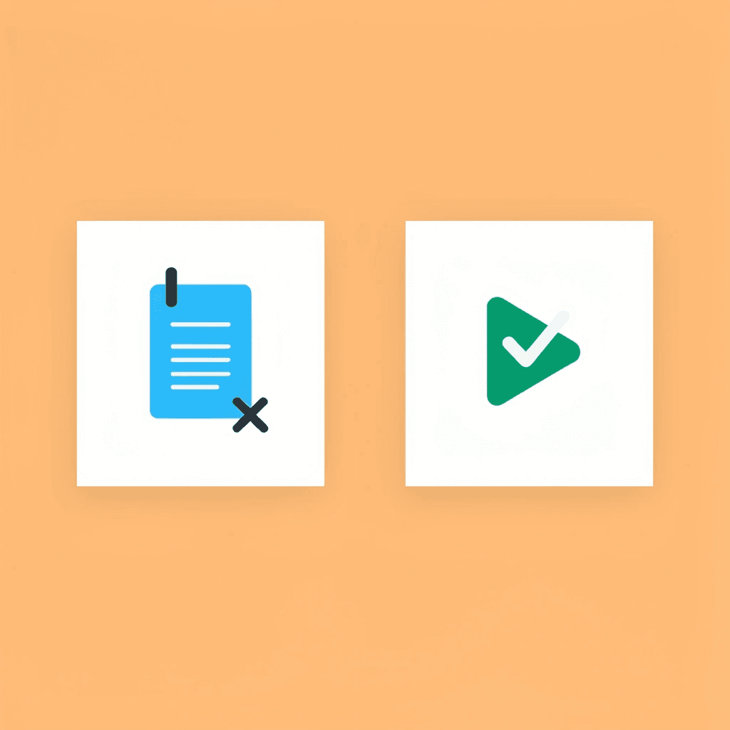 Comparison showing theoretical evaluation on left with X, and live real-time call handling on right with checkmark