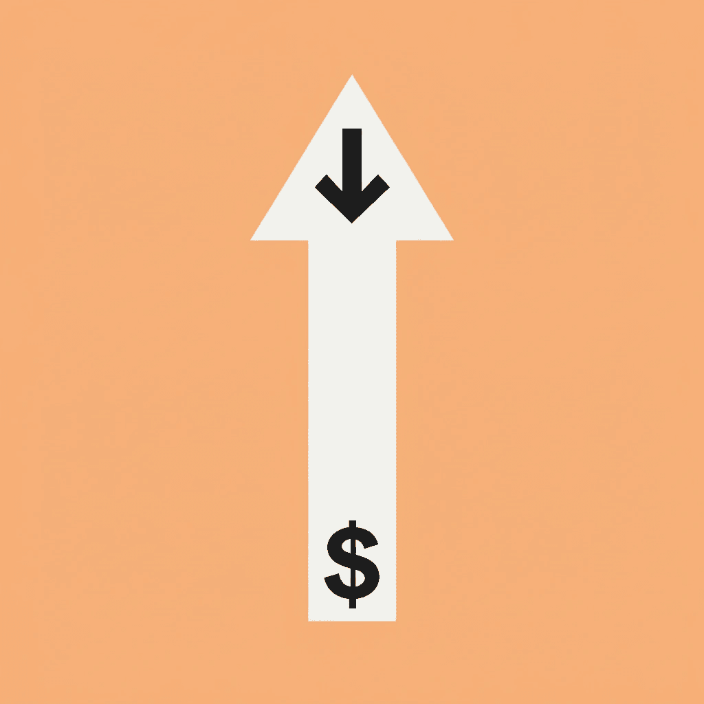 Upward arrow showing growth and improvement metrics for cost savings and response time efficiency