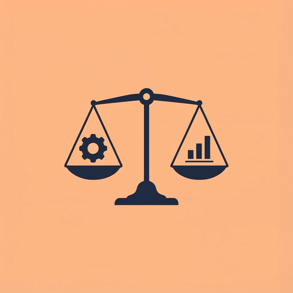 Balance scale showing trade-off between standard model accuracy and customization requirements