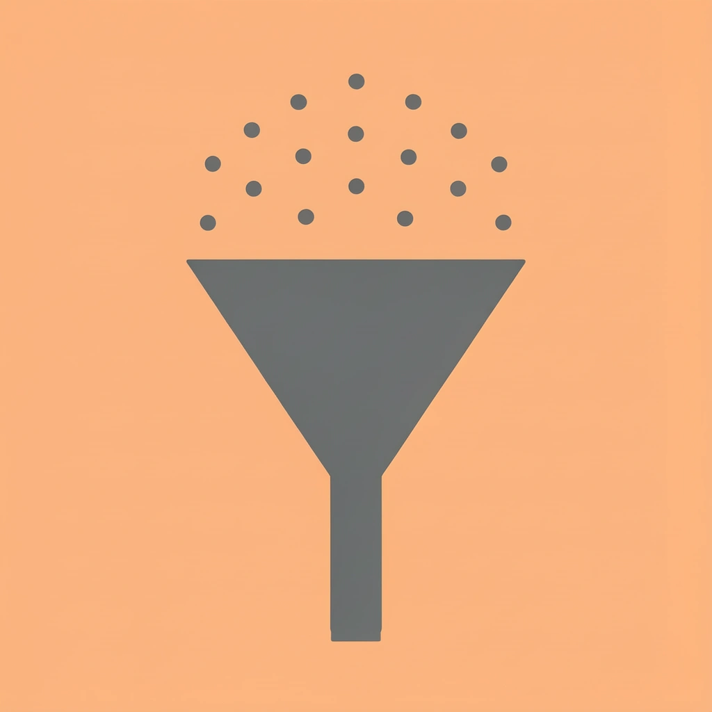 Funnel showing many leads entering at top, filtered by dialogue patterns and intent signals, with qualified high-value leads emerging at bottom