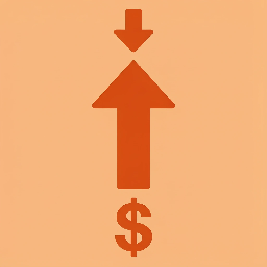 Upward arrow showing improvement in operational efficiency and cost savings