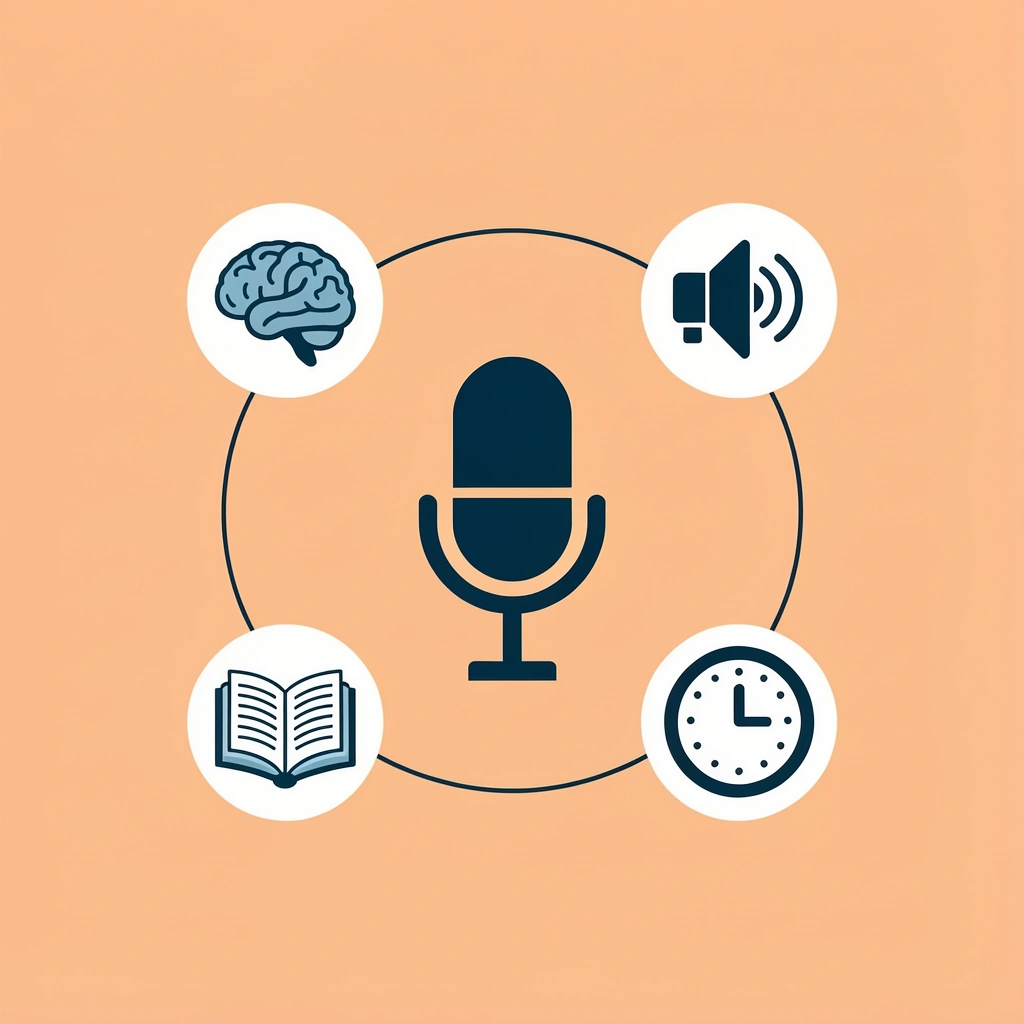 Four voicebot components (speech recognition, natural language processing, text-to-speech synthesis, backend integrations) connected to a central voicebot hub