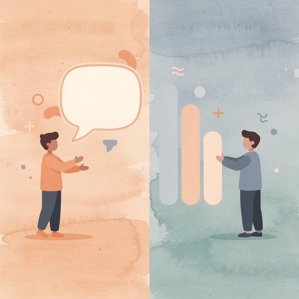 Split scene showing building from scratch versus using pre-made components