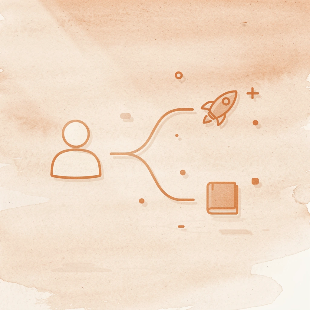 Icon showing a platform splitting into two problematic paths