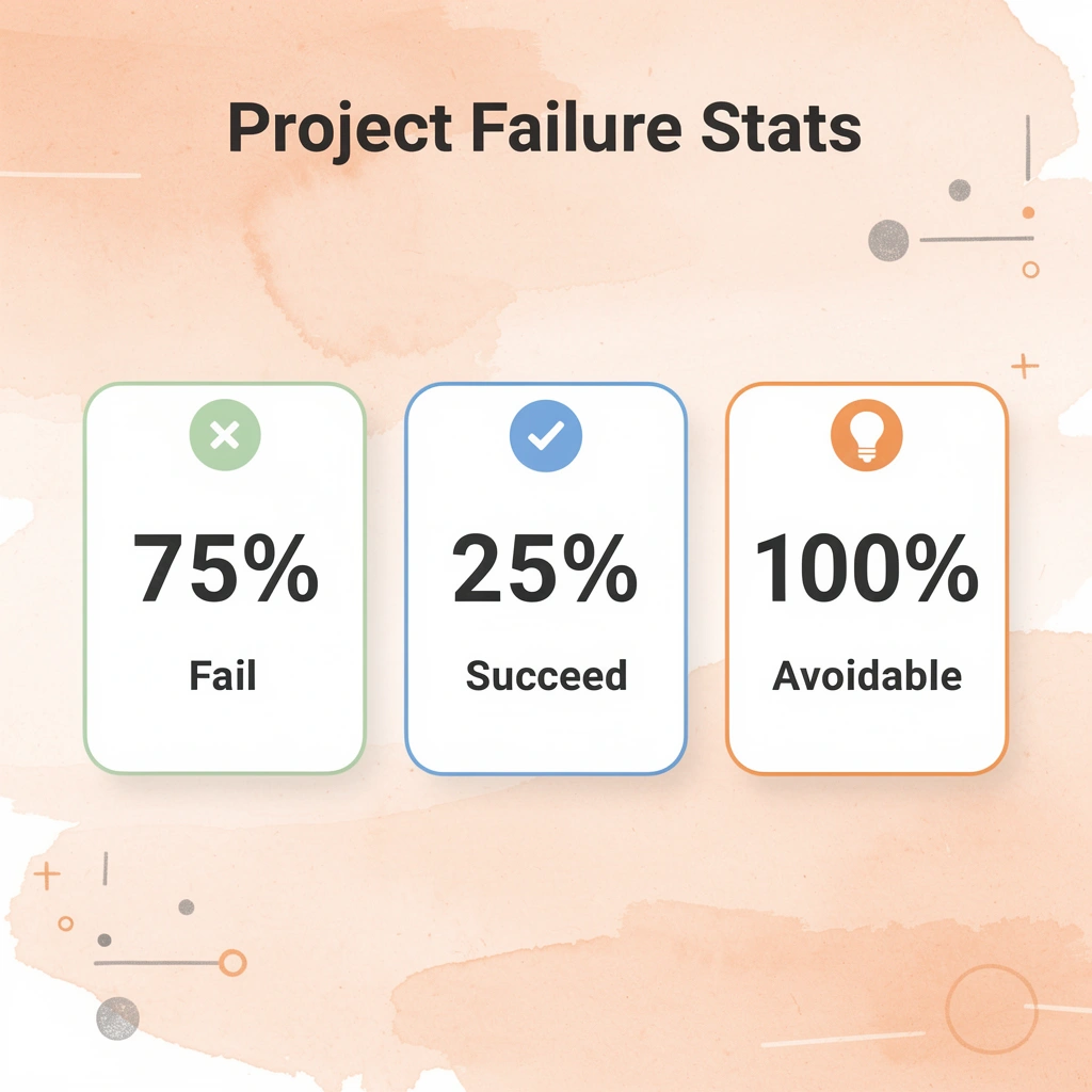 Statistics showing chatbot project failure rates
