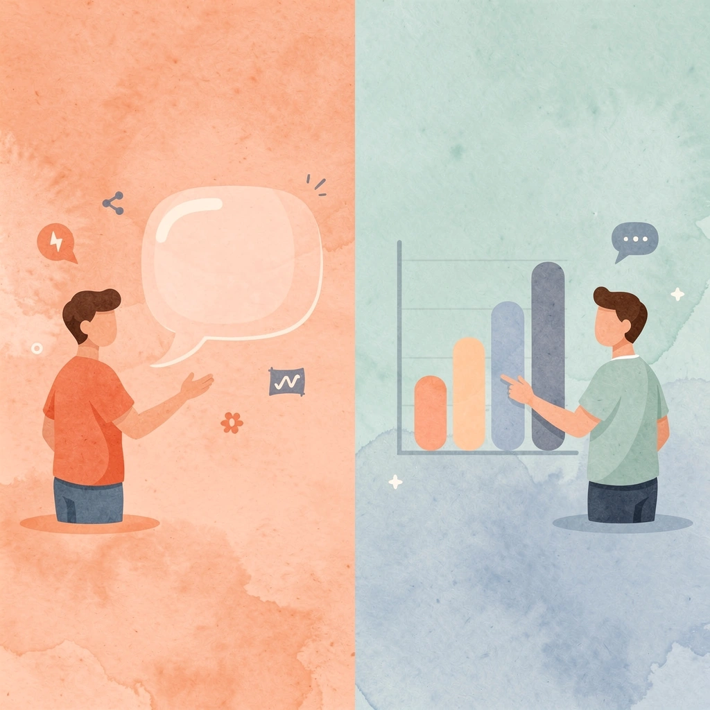 Split scene showing broken chatbot versus effective voice AI conversation