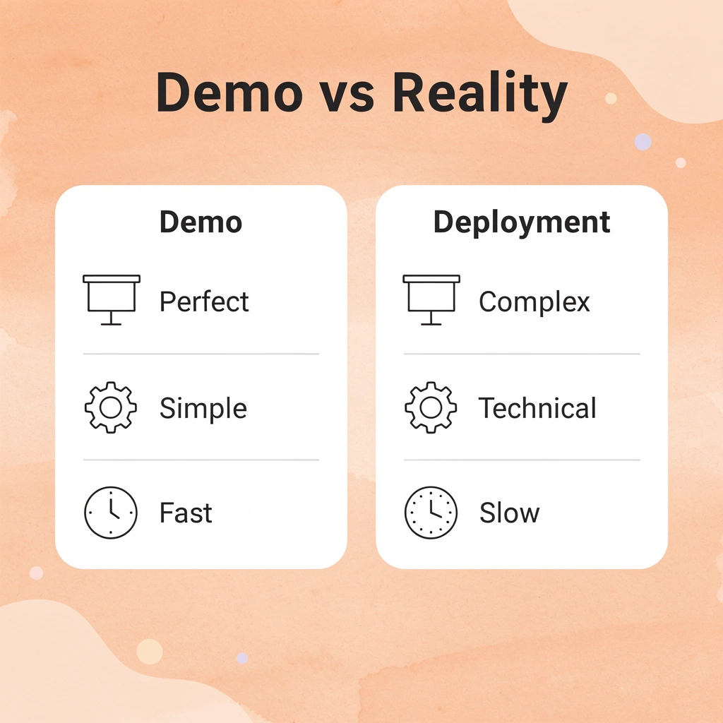 Comparison chart showing differences between demo and deployment phases