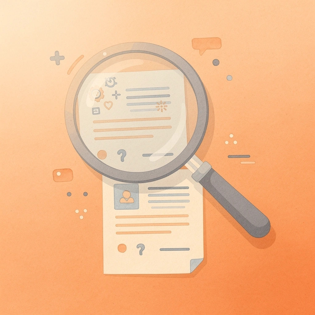 Magnifying glass examining objects representing careful analysis of tool claims