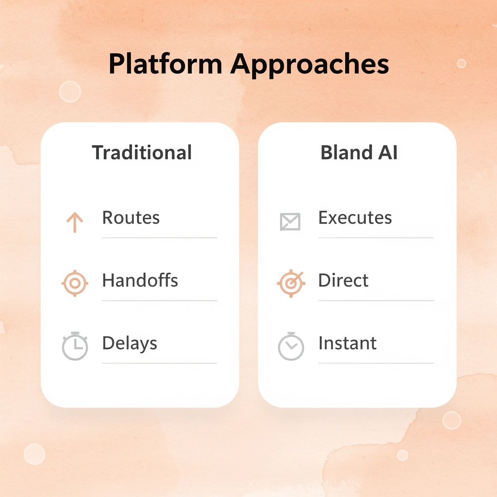 Comparison of traditional platforms versus Bland AI approach