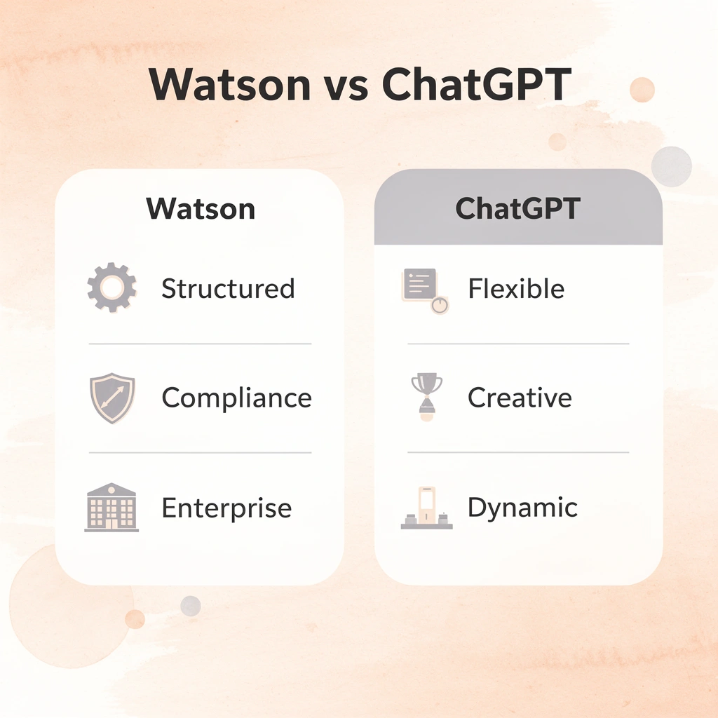 Comparison chart showing Watson versus ChatGPT features