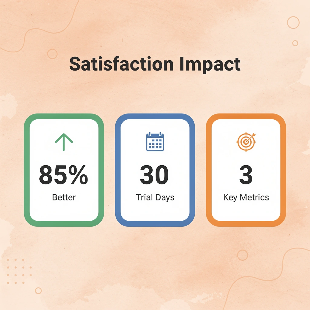 Statistics showing satisfaction impact and trial recommendations