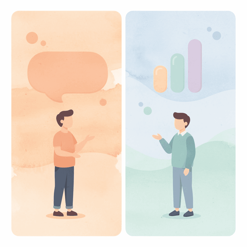Split scene showing contrast between slow customer service and efficient service