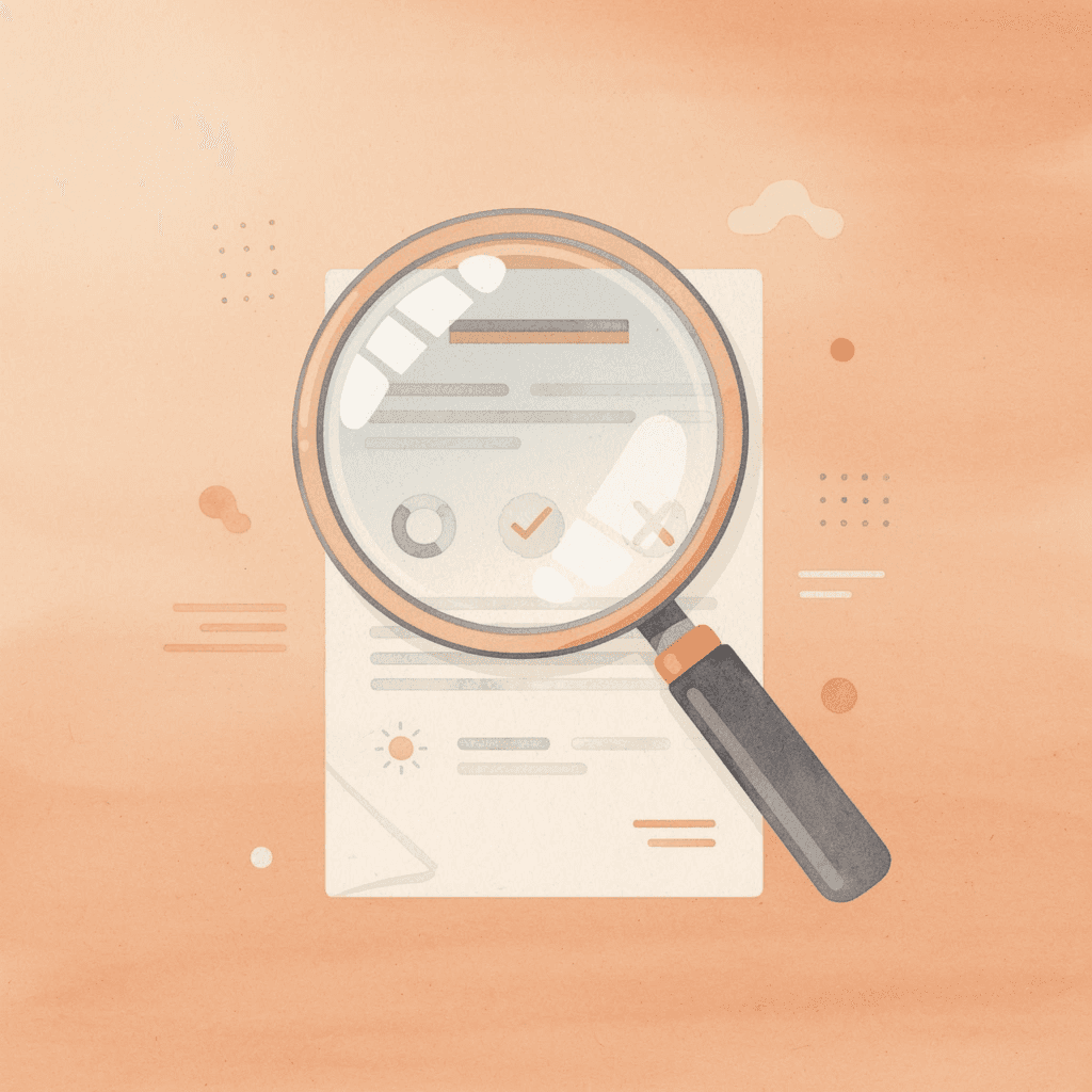 Magnifying glass examining system components representing AI testing